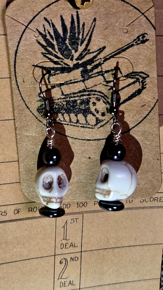 Hematite Skull Earrings
