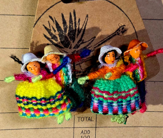 Worry Doll Clip-On Earrings